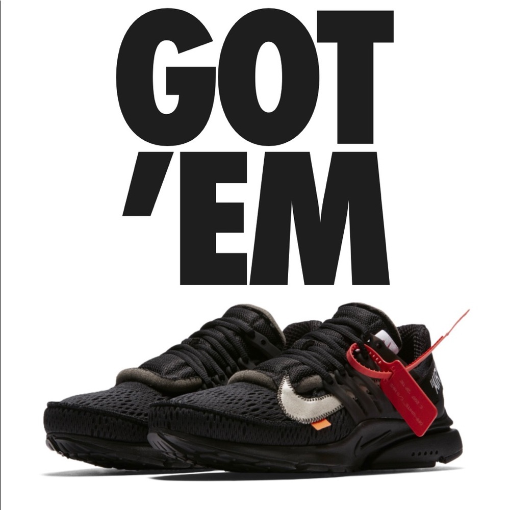 NIKE OFF WHITE AIR PRESTO BLACK US SZ 8 AUTHENTIC!